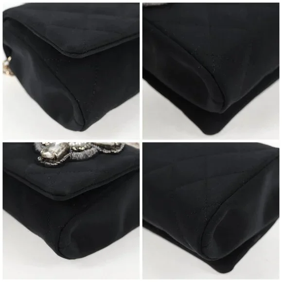 CHANEL Matelasse Chain Shoulder Bag Nylon Black CC Auth 129738V - Picture 14 of 16